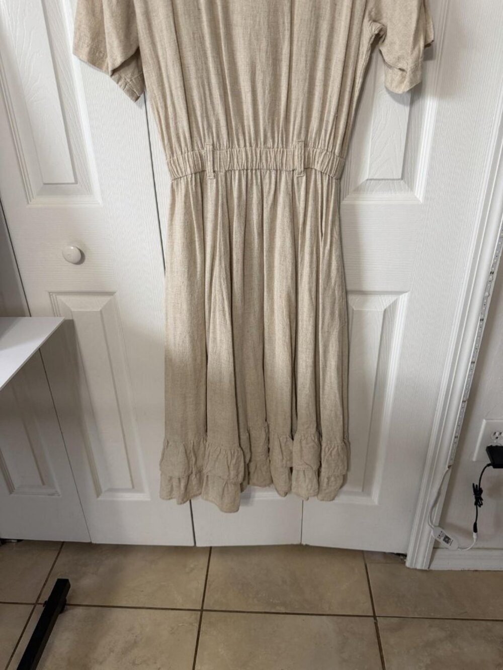 Coldwater Creek Womens PM Petite M Beige Rayon Ruffle Fit Flare Midi Dress USA - Picture 12 of 14